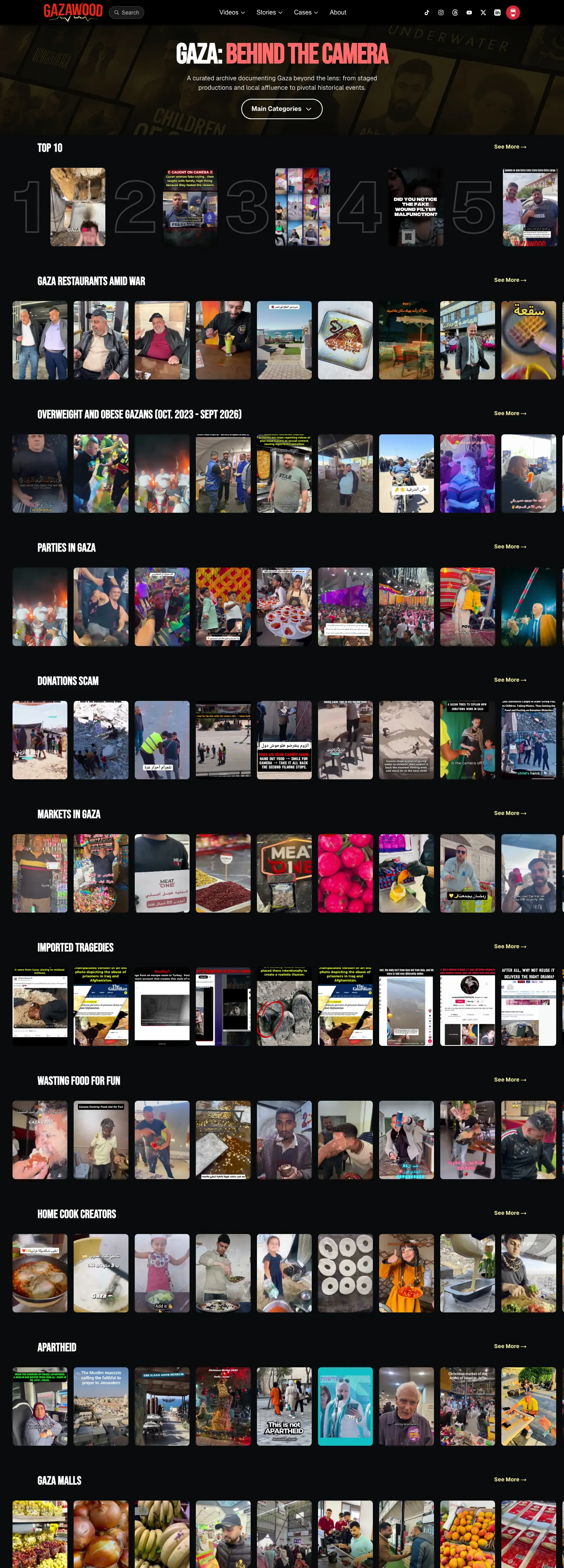 Gazawood public archive — full homepage scroll